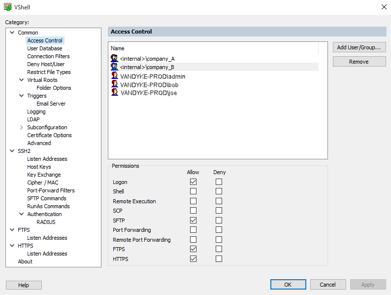 VShell Server 访问控制面板