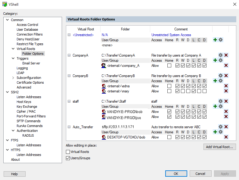 VShell Server 虚拟根目录